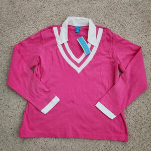 NWT In focus Pink Preppy Long‎ Sleeve Collar Shirt Size 1X